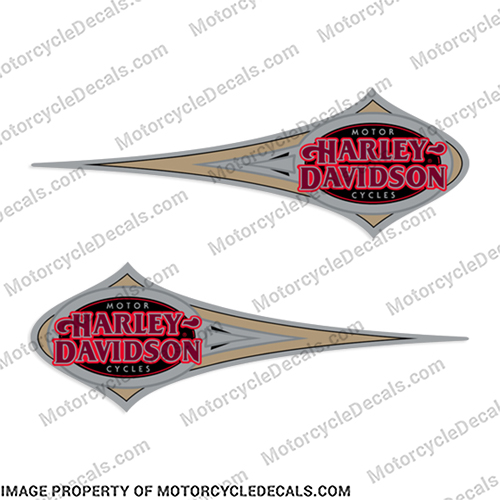Harley-Davidson Heritage Softail Decals Silver/Gold (Set of 2) - 1996  Harley, Davidson, Harley Davidson, soft, tail, 1996, 96, softtail, soft-tail, harley-davidson, silver, gold, tank, emblem, logo, decal, INCR10Aug2021